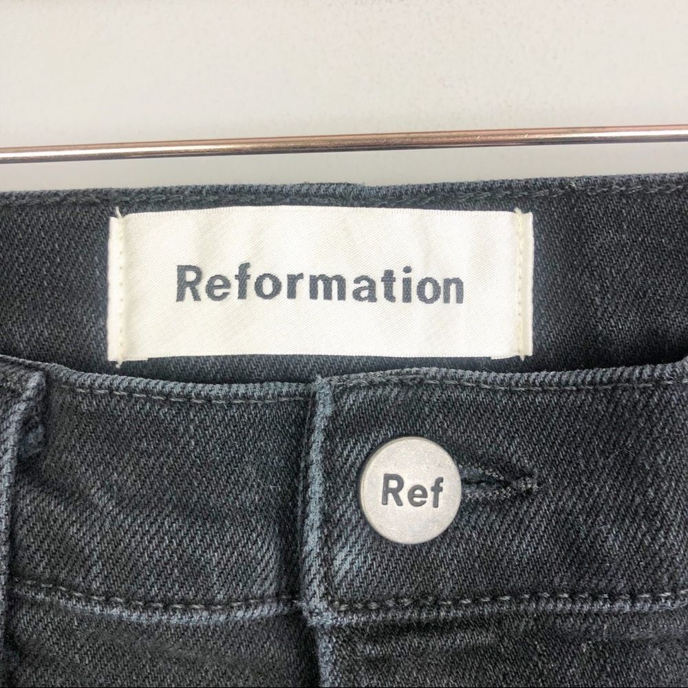 REFORMATION | Camille Stretch Crop Cigarette Black Denim Jeans Women’s Size 25 - Picture 8 of 11